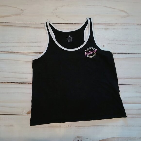 Volcom Womens True To This Since Forever Black And White Neon Sign Tank Top 🌺 - Picture 1 of 7